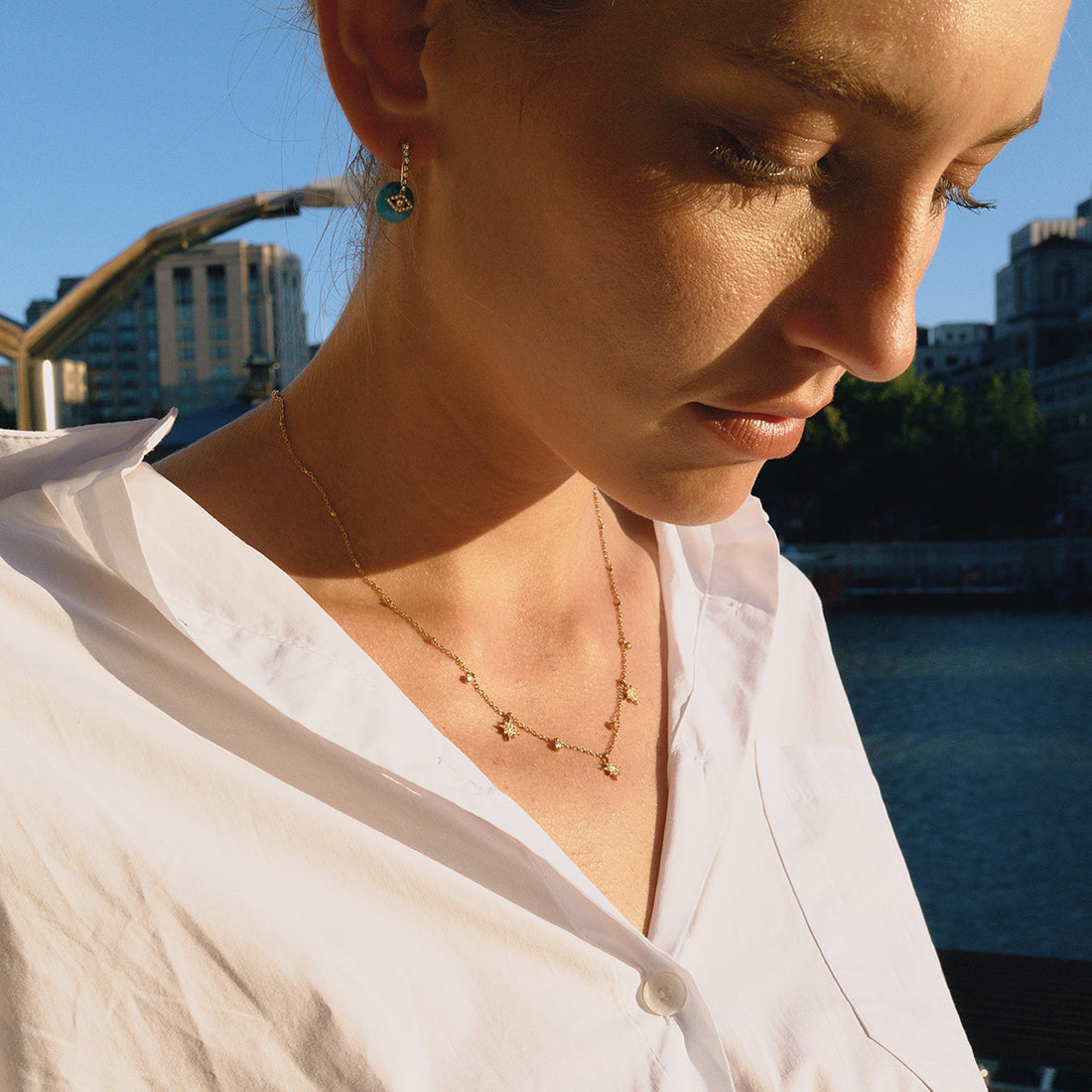 Studded Star Charms Necklace