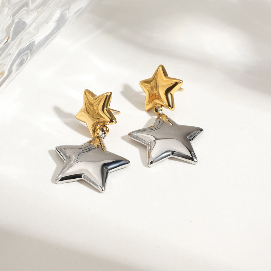 Gold and Silver Star Danglers