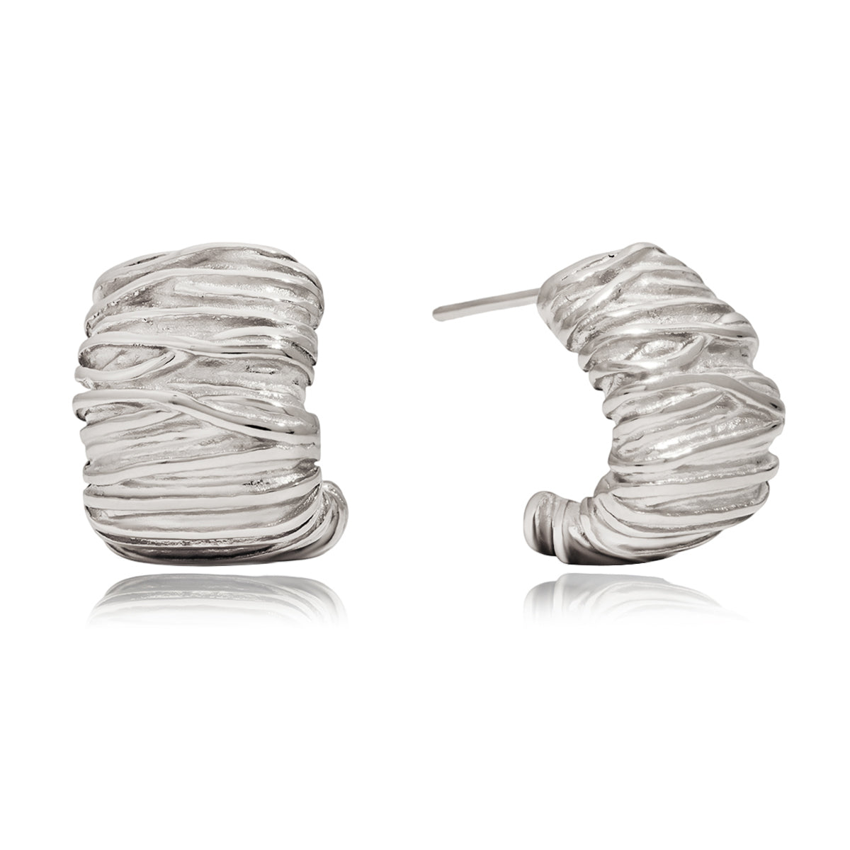 Textured Silver Hoops