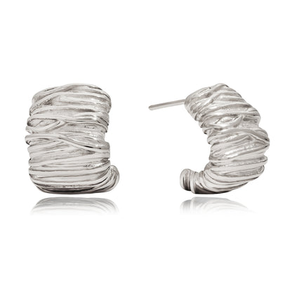 Textured Silver Hoops