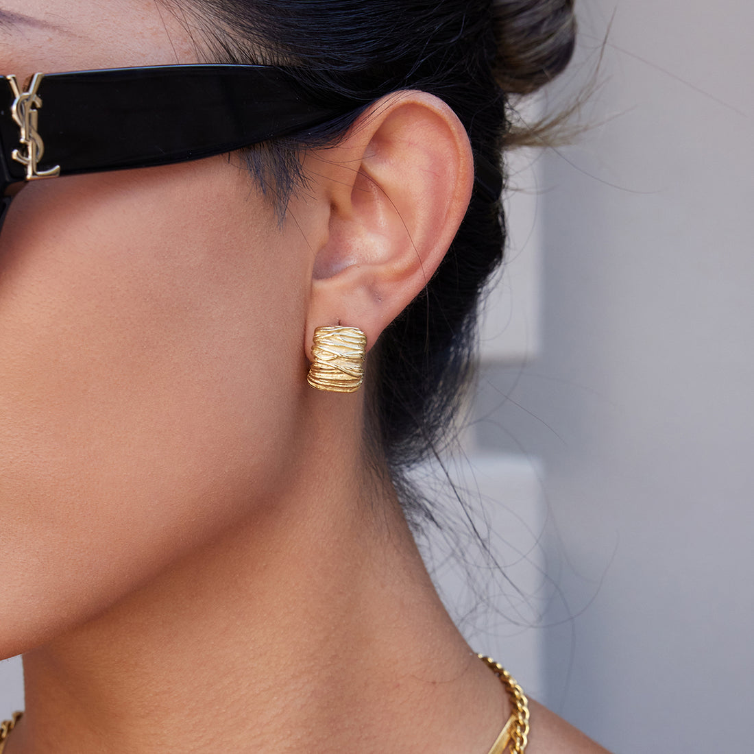 Textured Silver Hoops