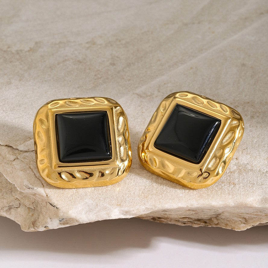 Big Black Enamel Stud