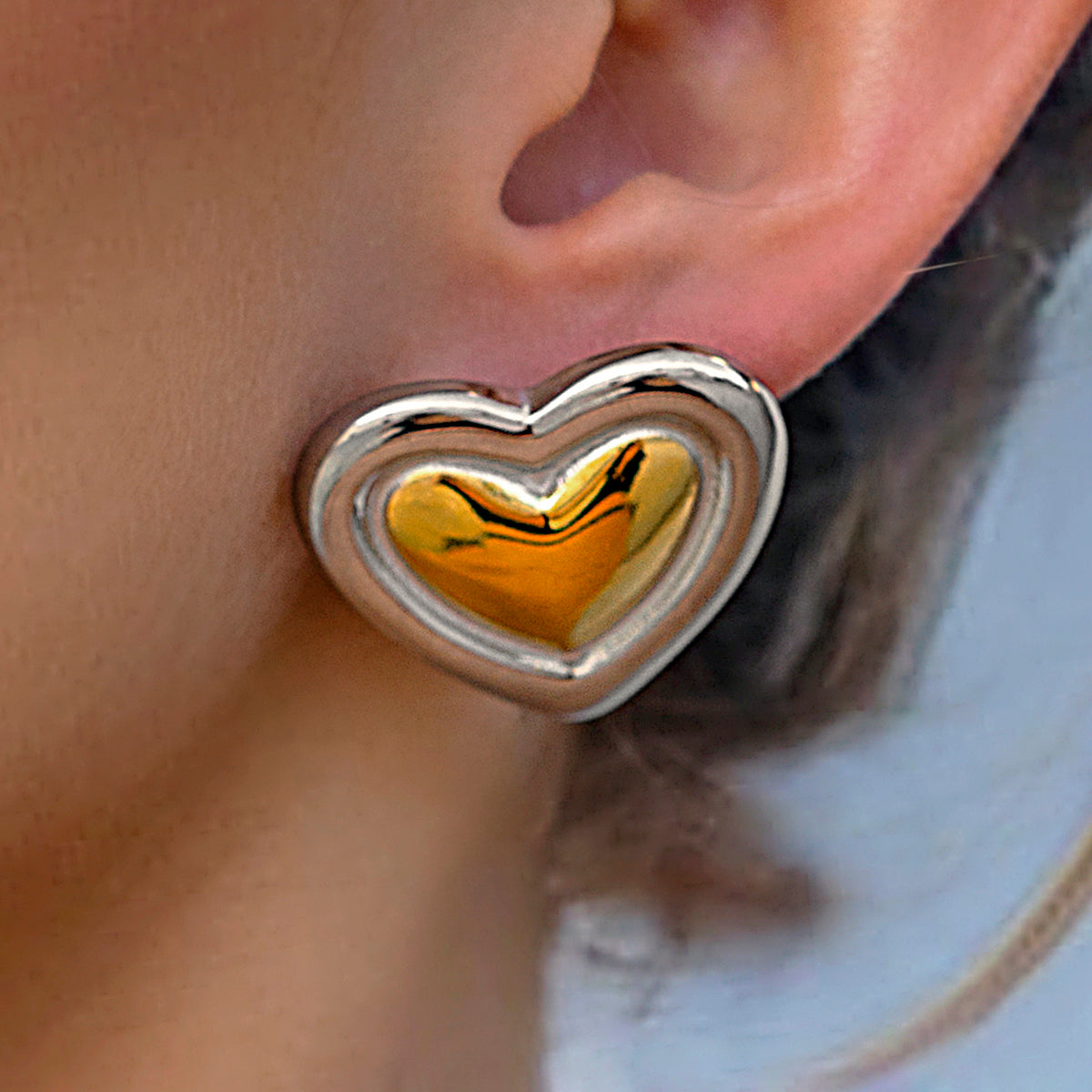 Two Toned Heart Studs