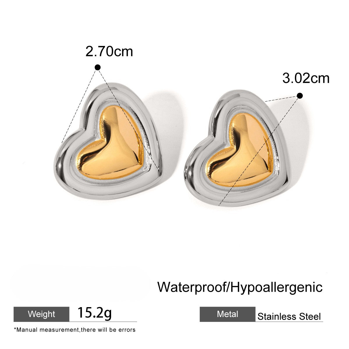 Two Toned Heart Studs