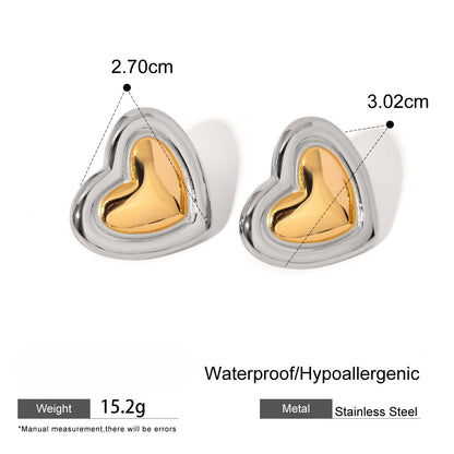 Two Toned Heart Studs