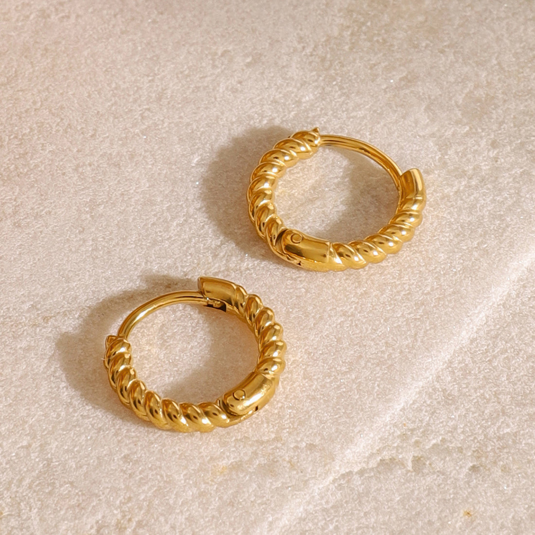 Textured Gold Small Hoops