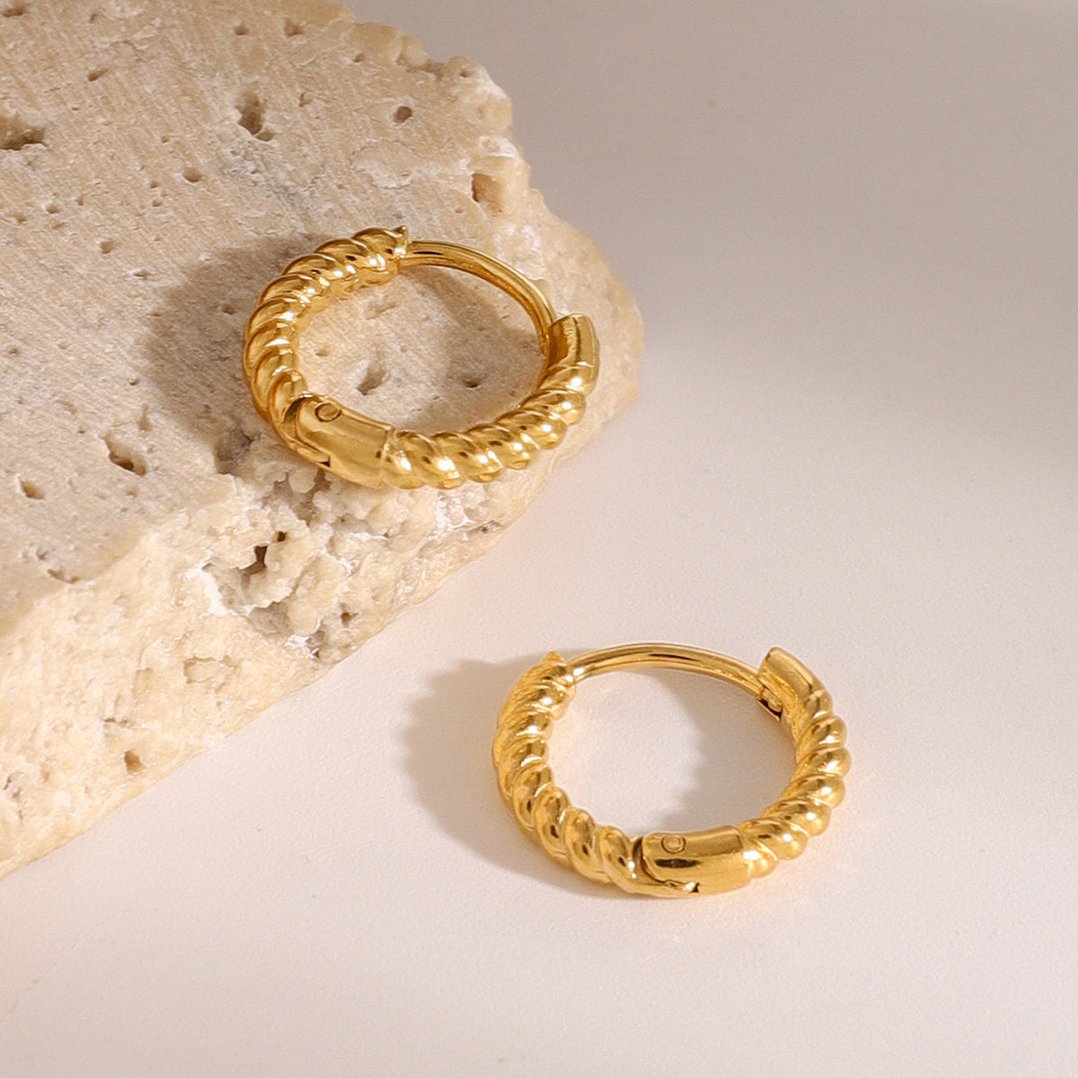 Textured Gold Small Hoops