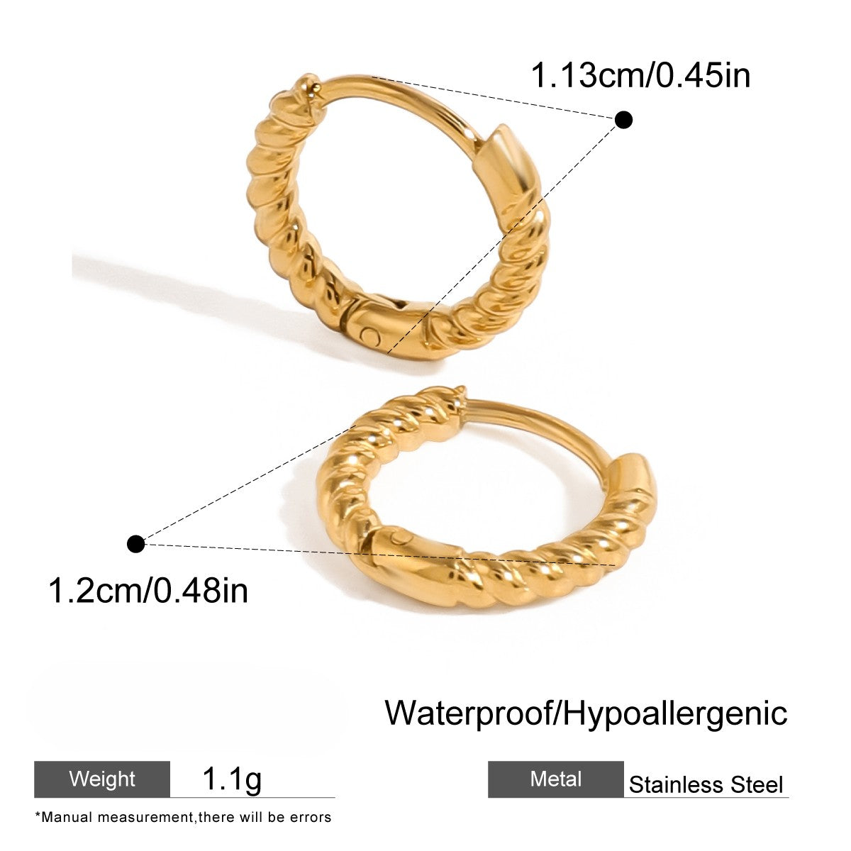 Textured Gold Small Hoops