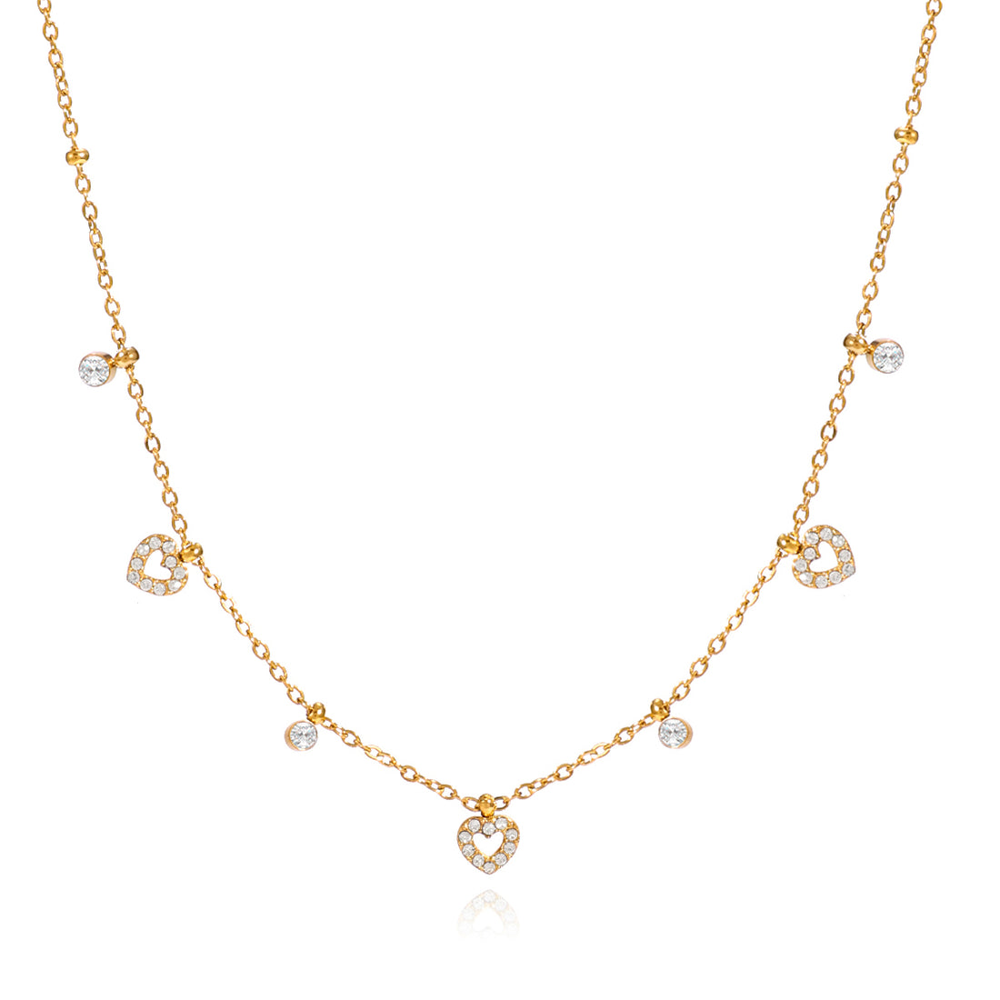 Diamond Heart Charms Necklace
