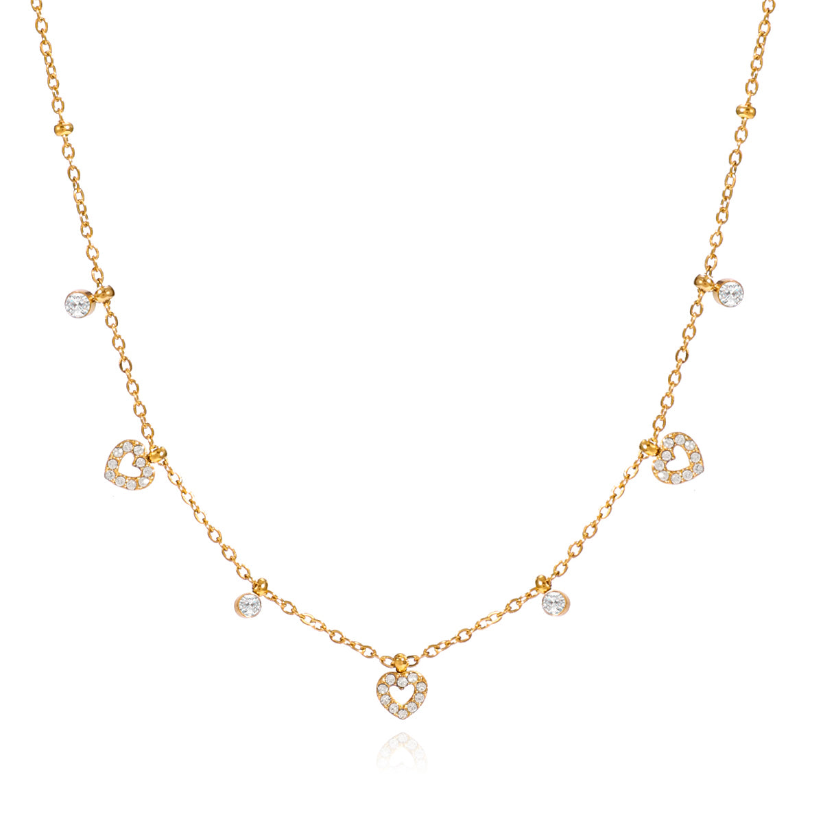 Diamond Heart Charms Necklace