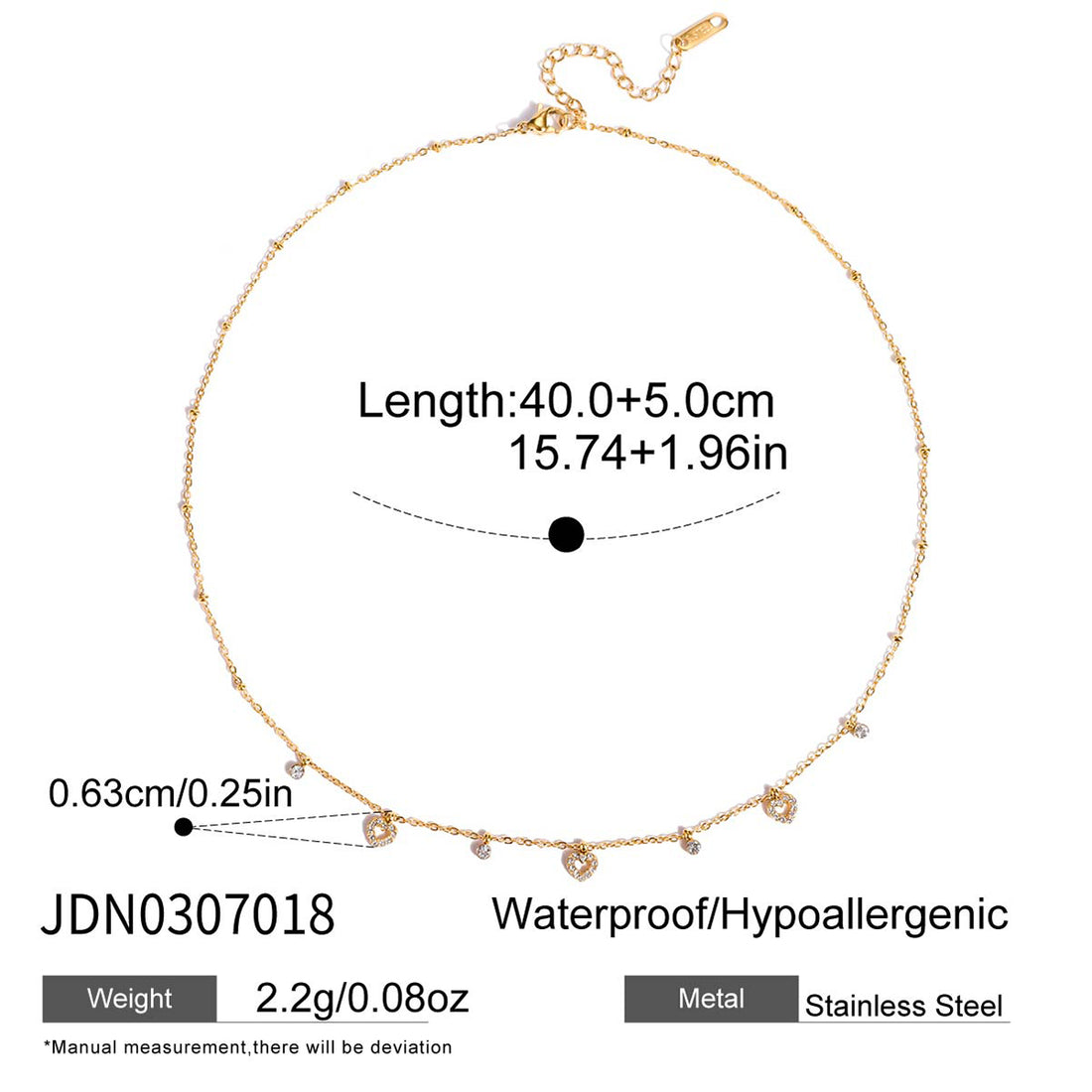 Diamond Heart Charms Necklace