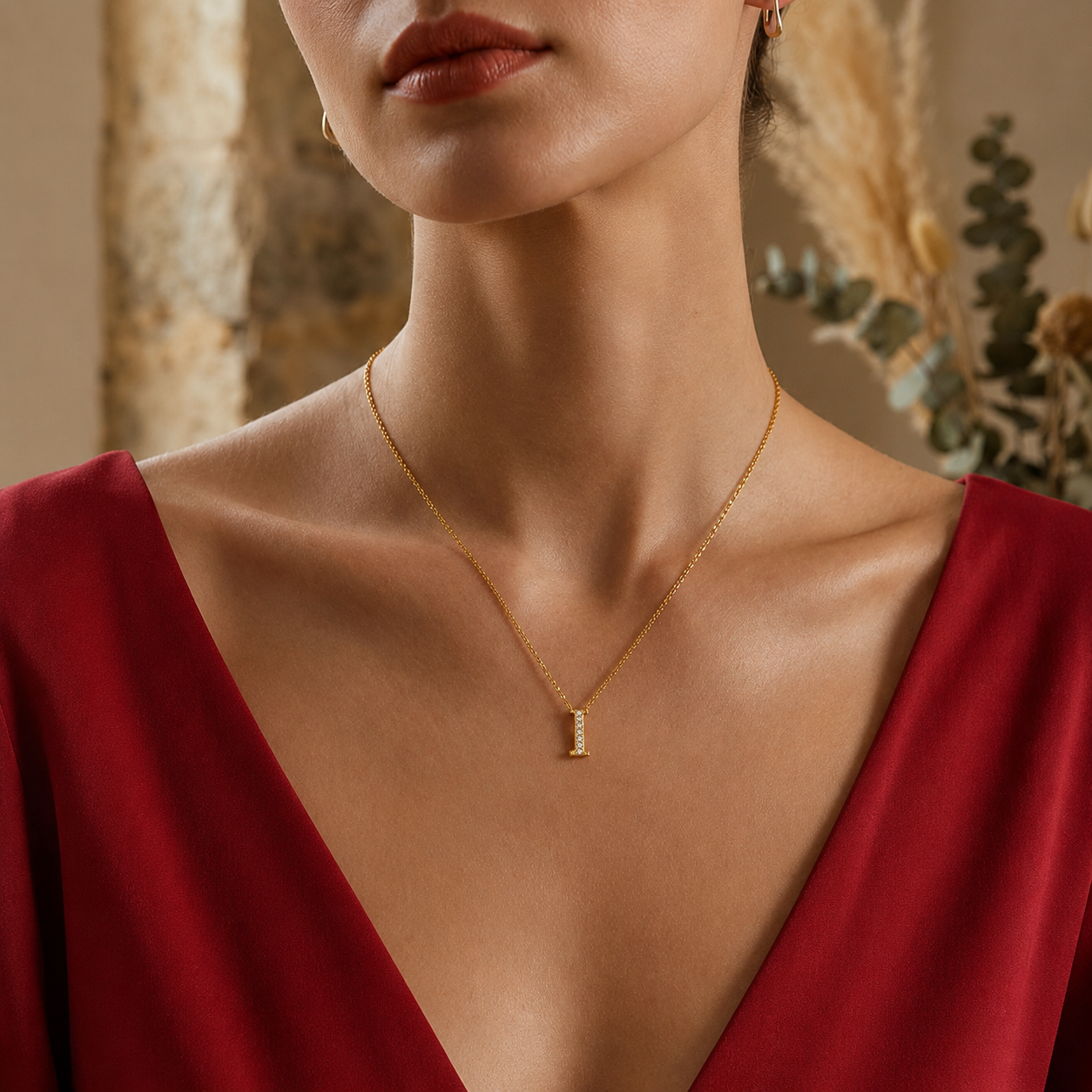 Letter I Pendant Necklace