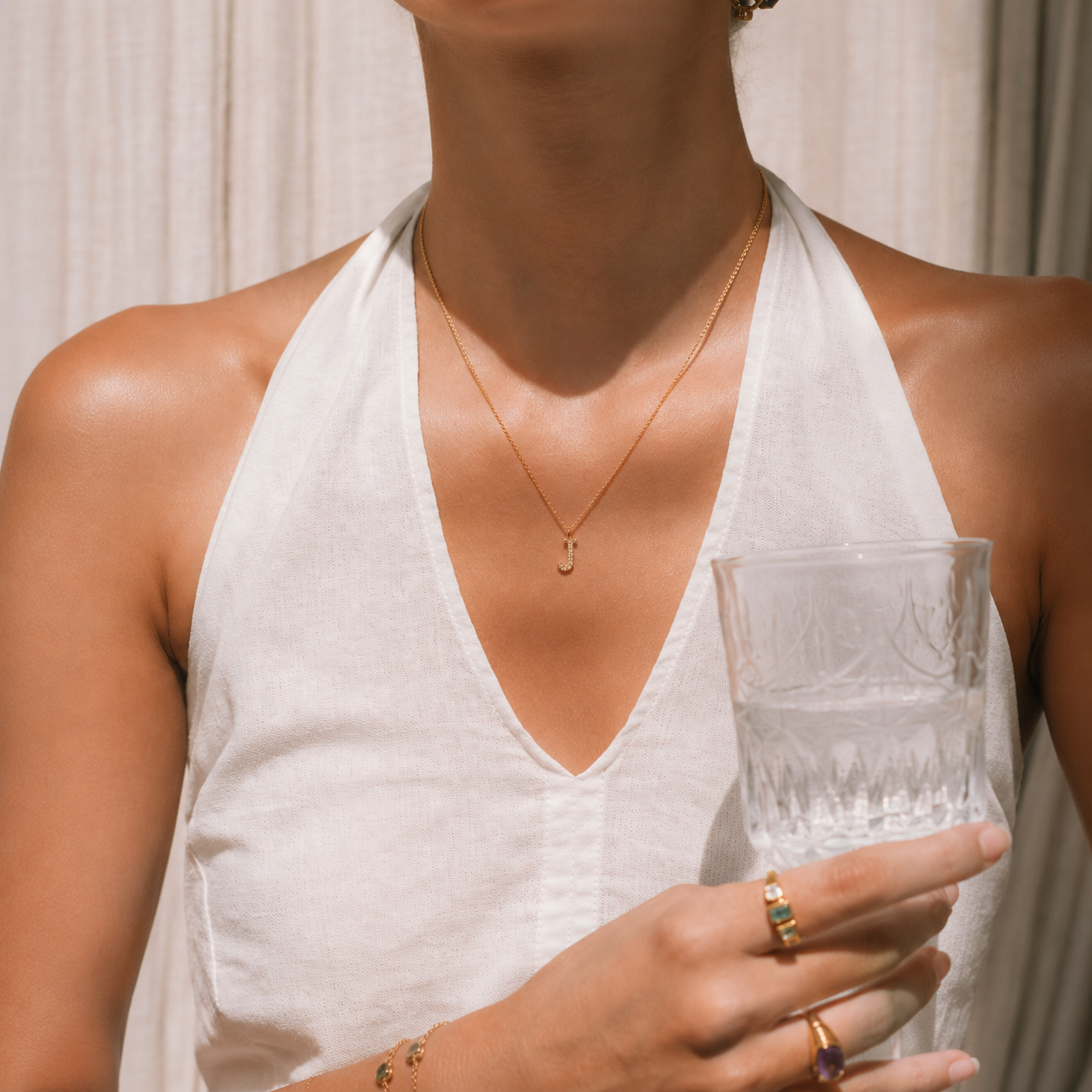 Letter J Pendant Necklace