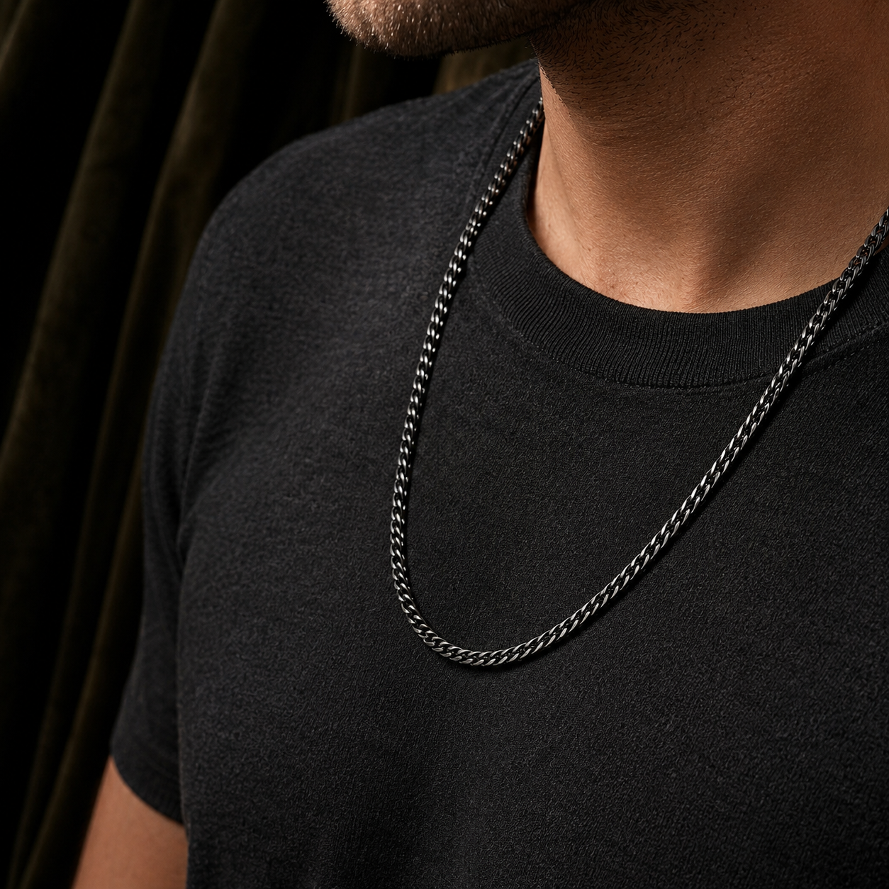 Mens Classic Black Cuban Neckchain