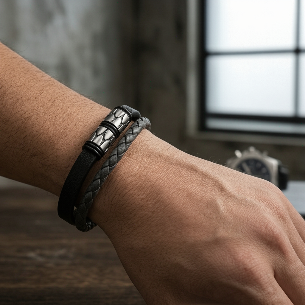 Mens Urban Vanguard Leather Bracelet