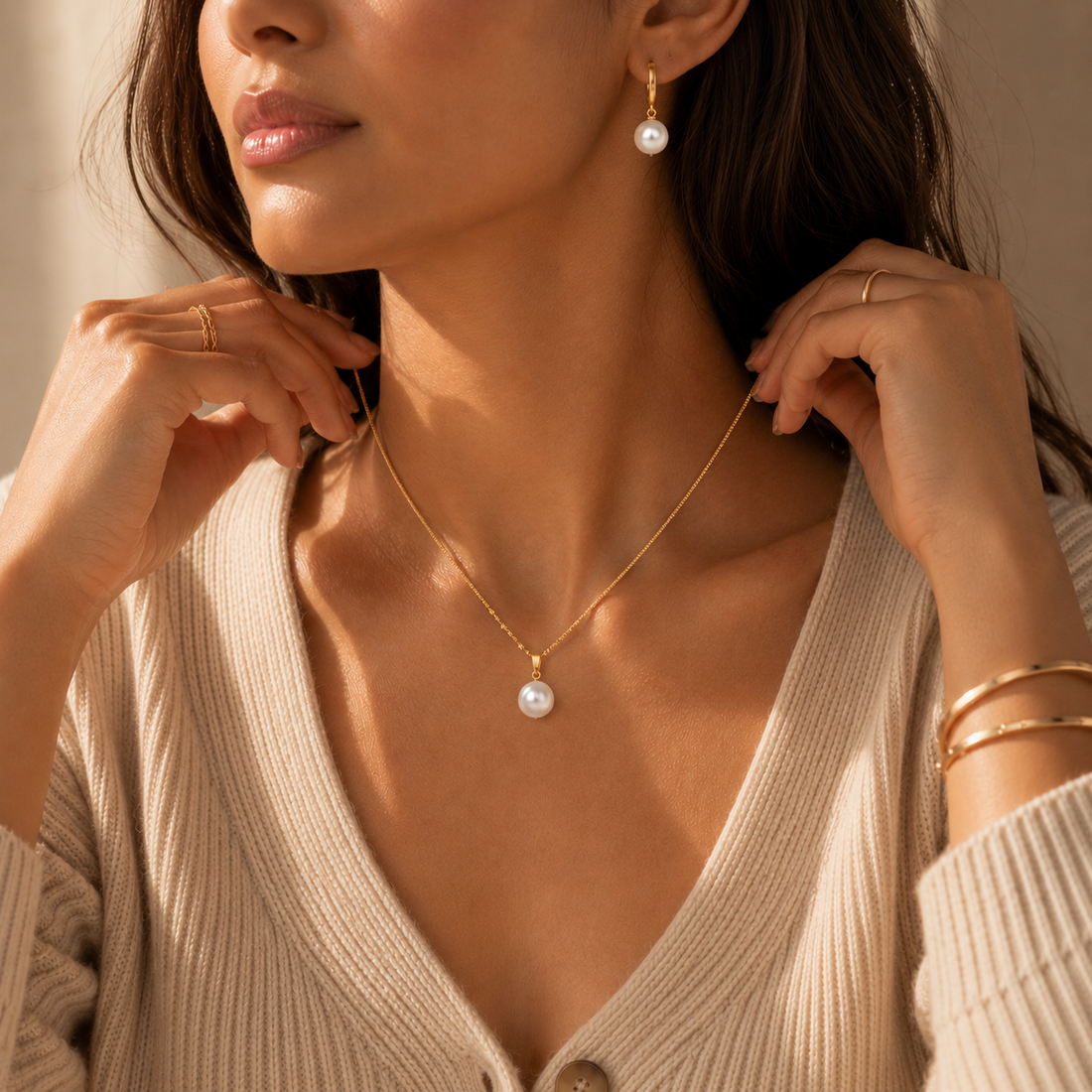 Pearl Drop Pendant Set