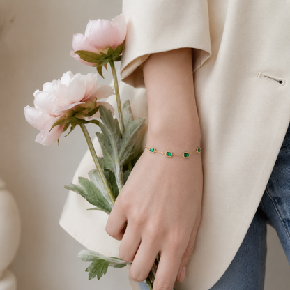 Rectangular Green Loose Bracelet