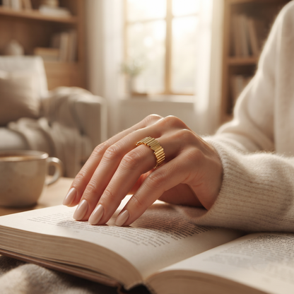 Ribbed Gold Ring