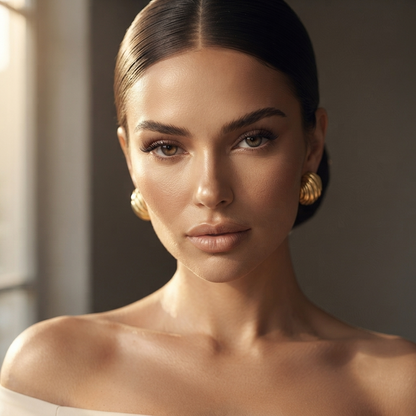 Ribbed Gold Round Studs