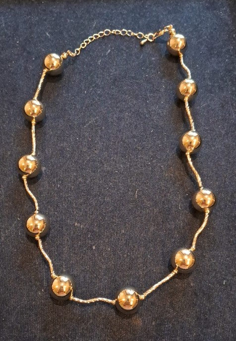 Ball &amp; Pipe Gold Necklace