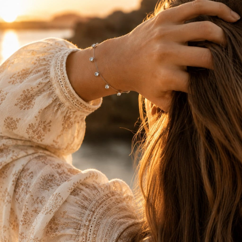 Silver Diamond Loose Bracelet