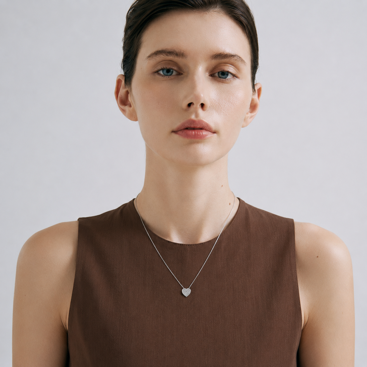 Silver Heart Beaded Pendant Necklace