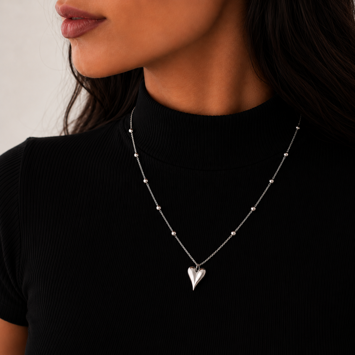 Silver Heart Pendant Necklace