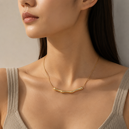 Stiff Gold Bamboo Necklace