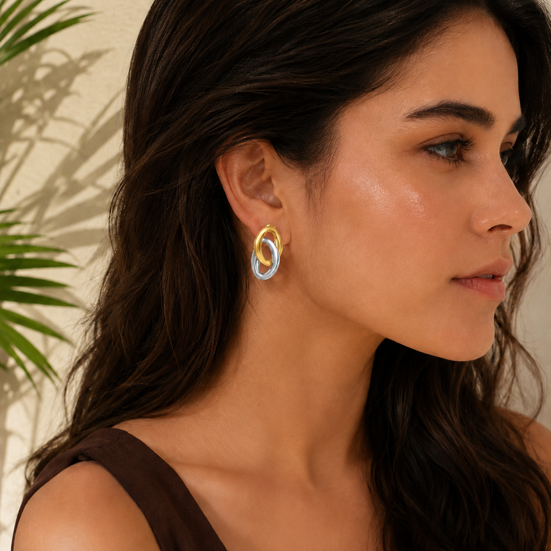 Two Toned Rings Studs