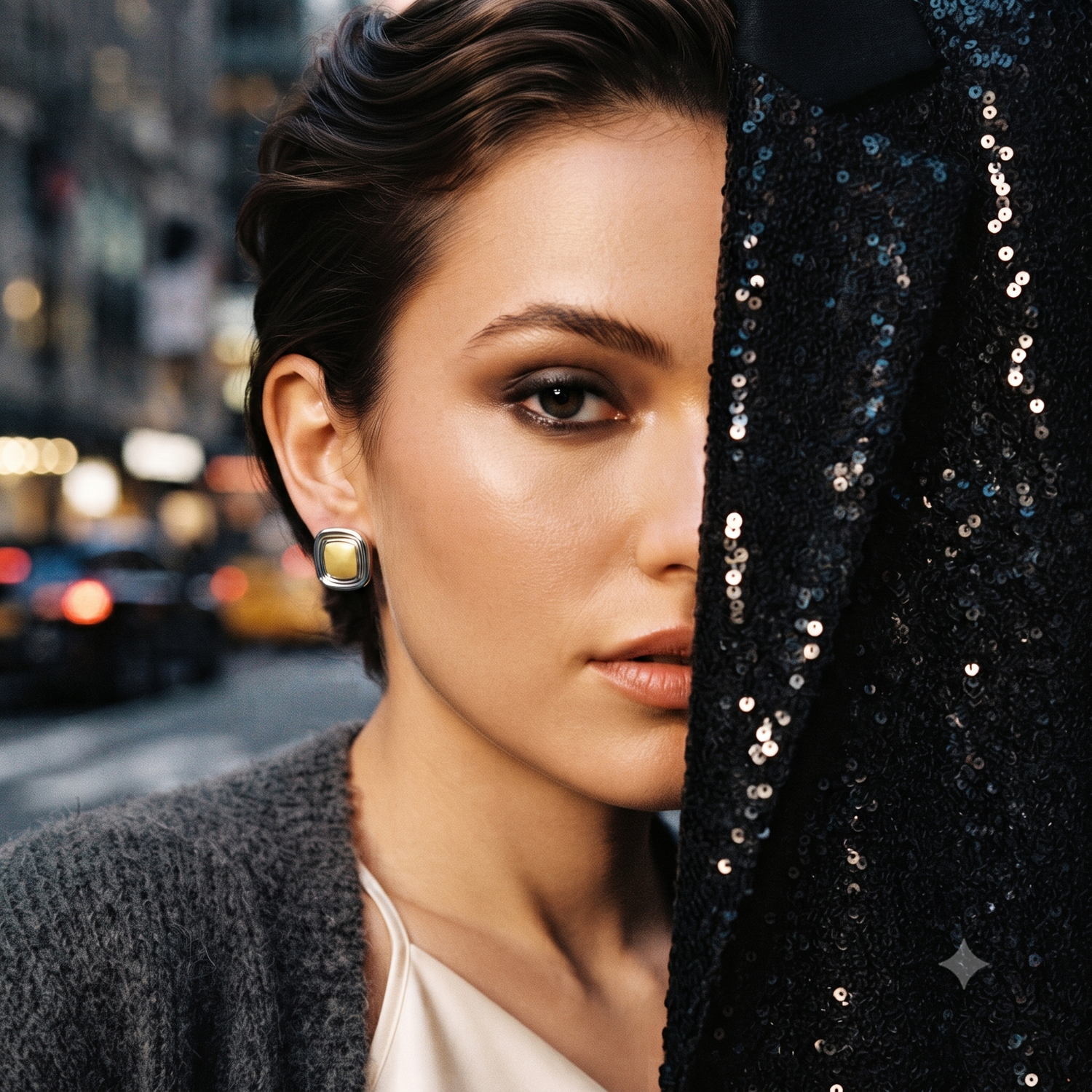 Two Toned Square Studs