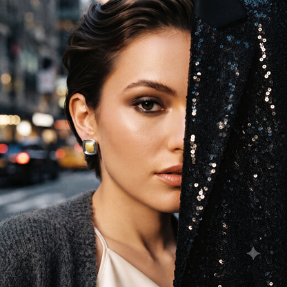 Two Toned Square Studs